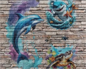impression murale sur brique